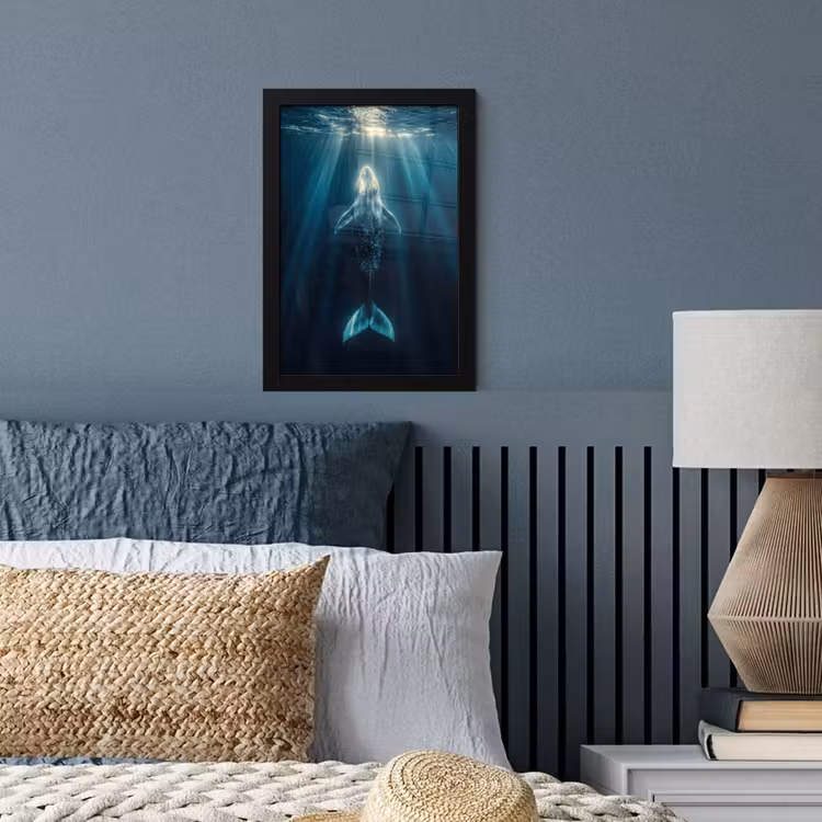 Poster met lijst - Walvis - Water - Zonnestralen - Blauw — 4