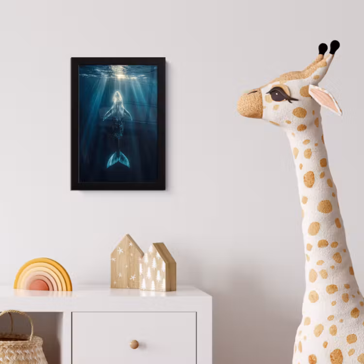 Poster met lijst - Walvis - Water - Zonnestralen - Blauw — 5