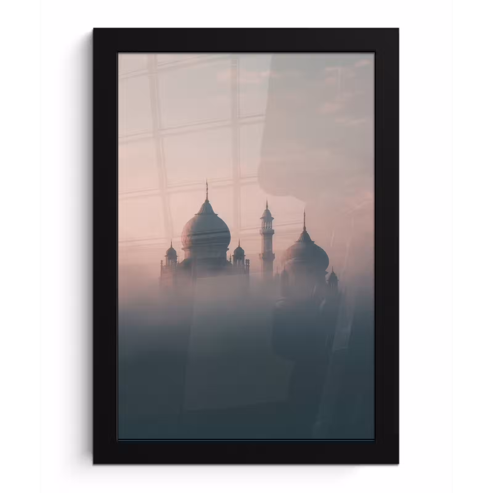 Poster met lijst - Moskee - Minaretten - mist - Islamitisch — 1