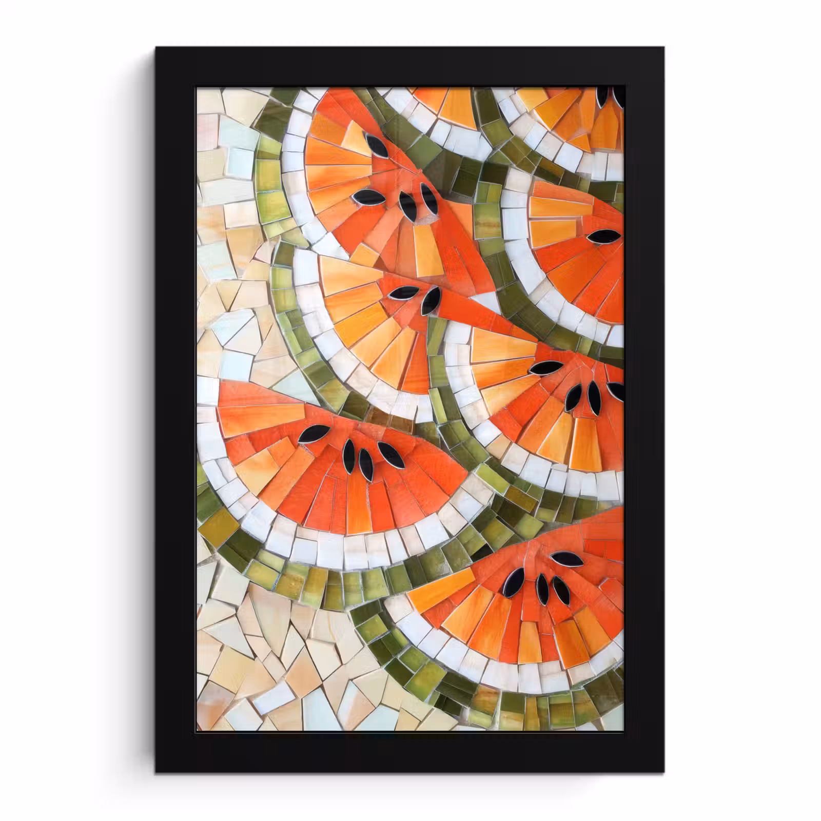 Poster met lijst - Mozaïek - Watermeloen - Rood - Pitten — 1