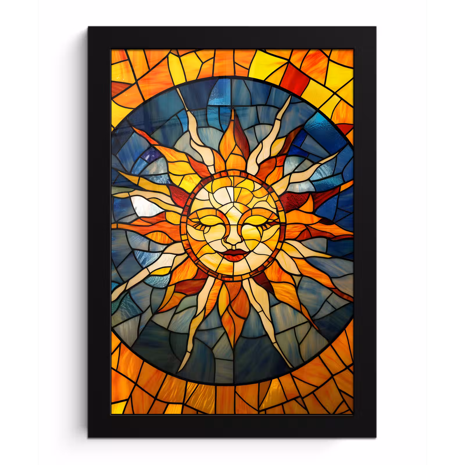 Poster met lijst - Mozaïek - Zon - Geel - Cirkel — 1