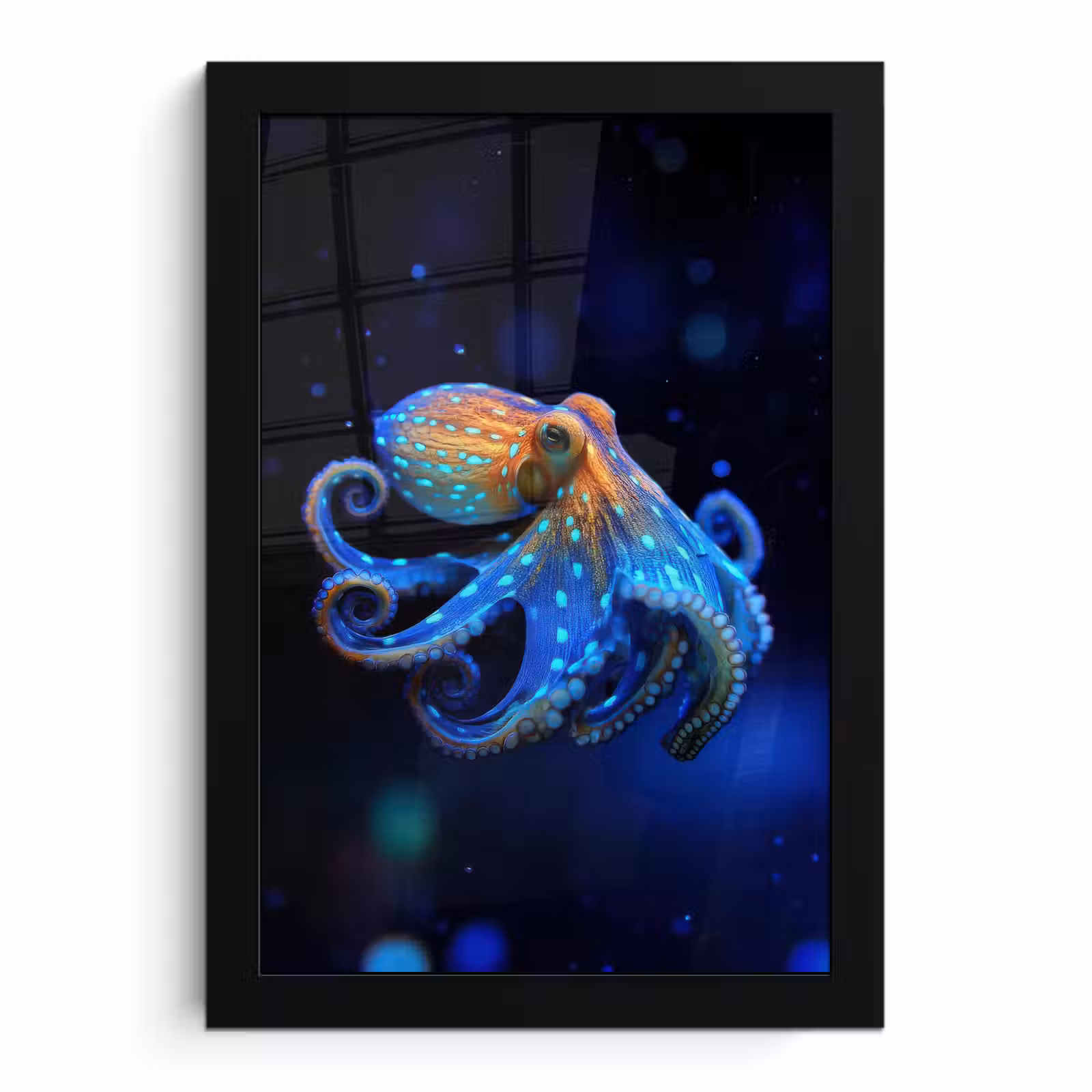 Poster met lijst - Octopus - Stippen - Blauw - Zee — 1