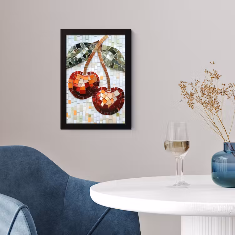 Poster met lijst - Kersen - Rood - Mozaïek - Blaadjes — 2