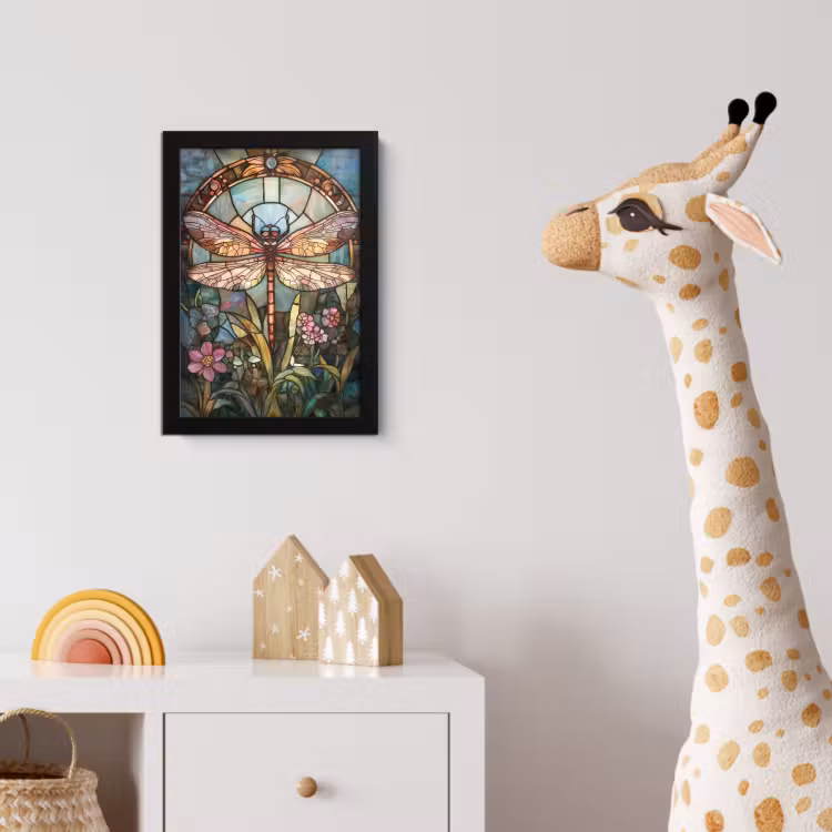 Poster met lijst - Libelle - Mozaïek - Bloemen - Kleurrijk — 5