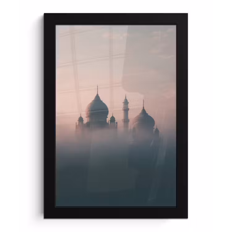 Poster met lijst - Moskee - Minaretten - mist - Islamitisch — 1