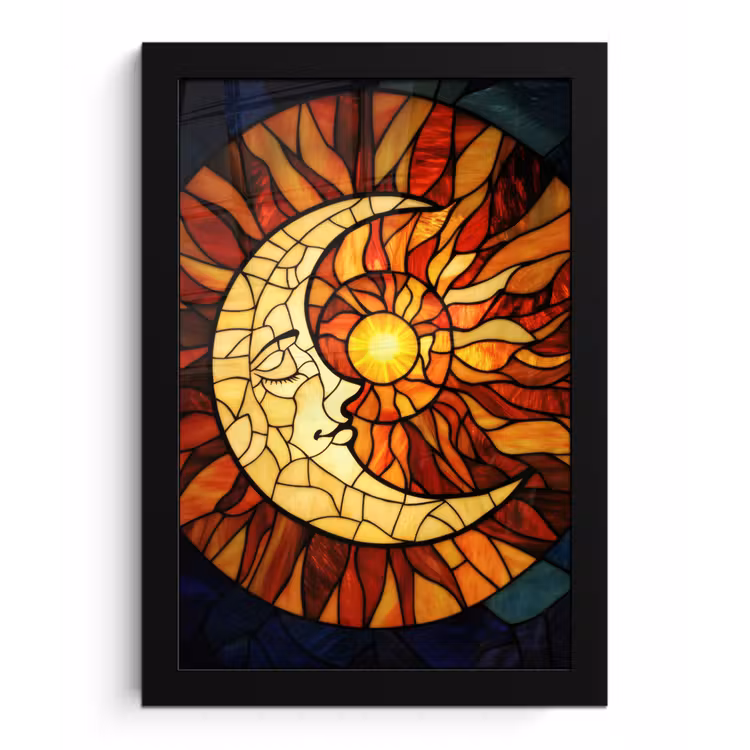 Poster met lijst - Mozaïek - Glas - Maan - Donkerblauw — 1