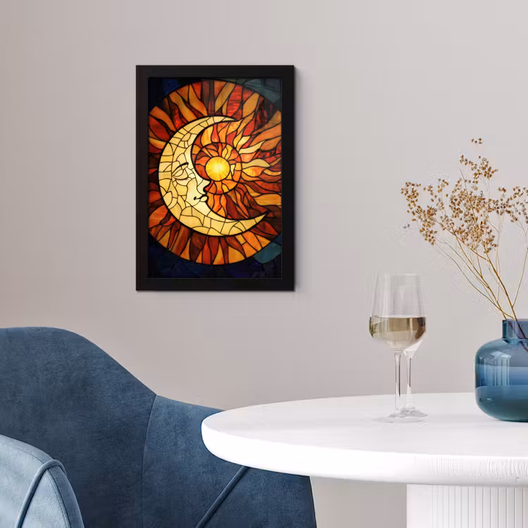 Poster met lijst - Mozaïek - Glas - Maan - Donkerblauw — 2