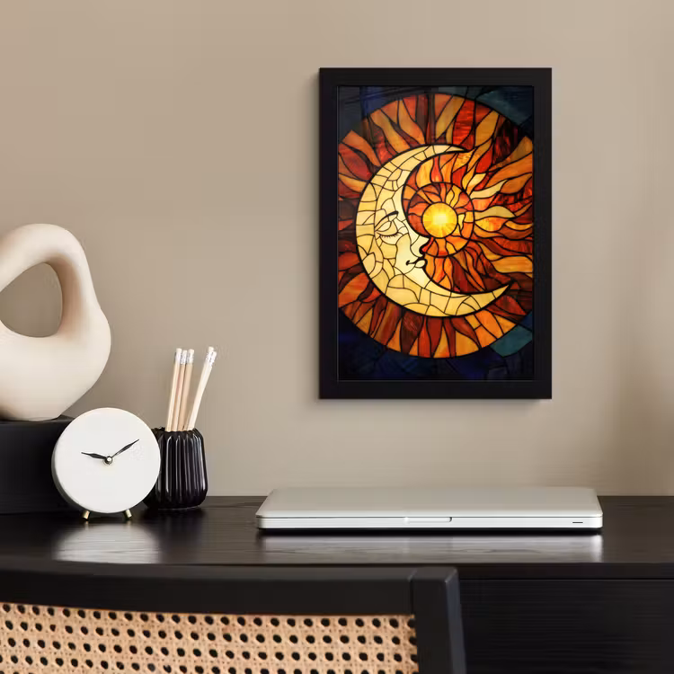 Poster met lijst - Mozaïek - Glas - Maan - Donkerblauw — 3
