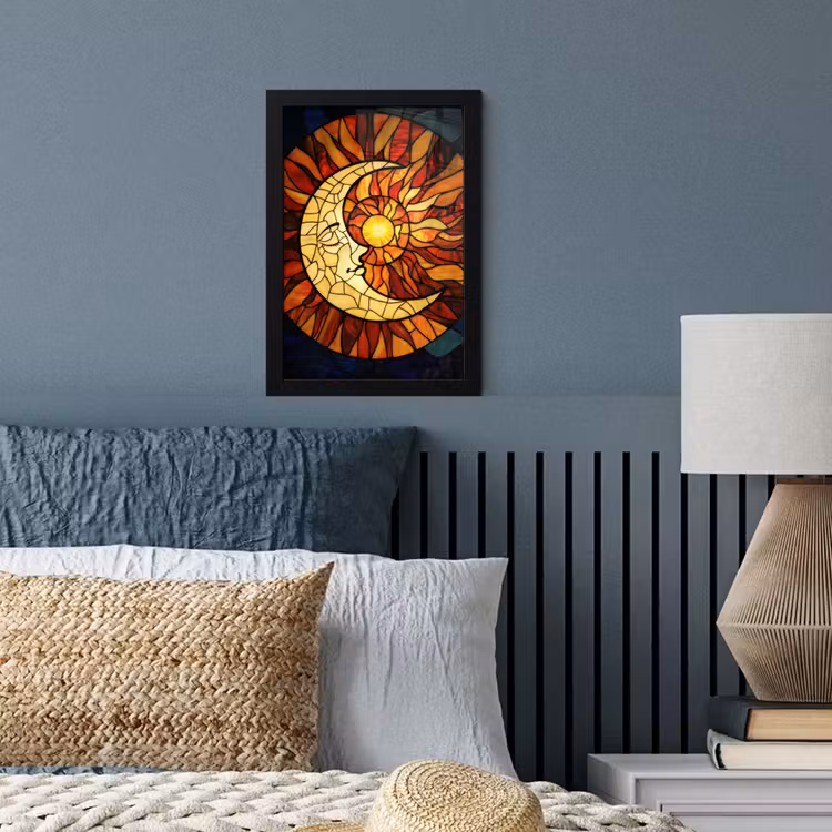Poster met lijst - Mozaïek - Glas - Maan - Donkerblauw — 4