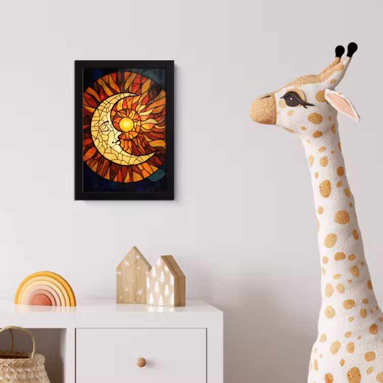 Poster met lijst - Mozaïek - Glas - Maan - Donkerblauw — 5