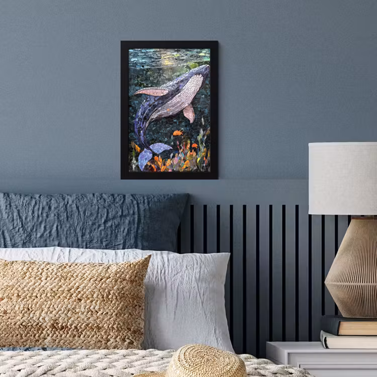 Poster met lijst - Mozaïek - Walvis - Koraal - Water — 4