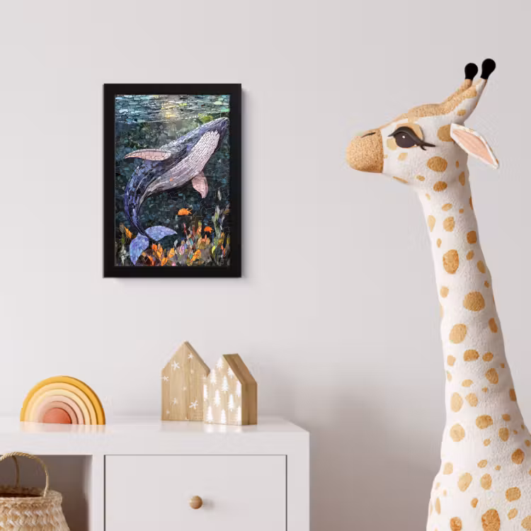 Poster met lijst - Mozaïek - Walvis - Koraal - Water — 5
