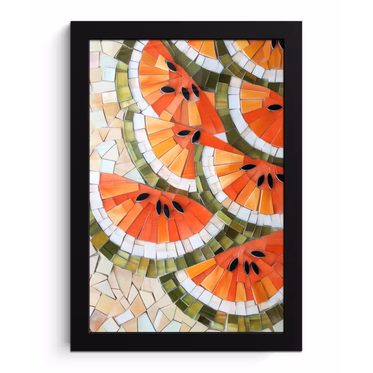 Poster met lijst - Mozaïek - Watermeloen - Rood - Pitten — 1