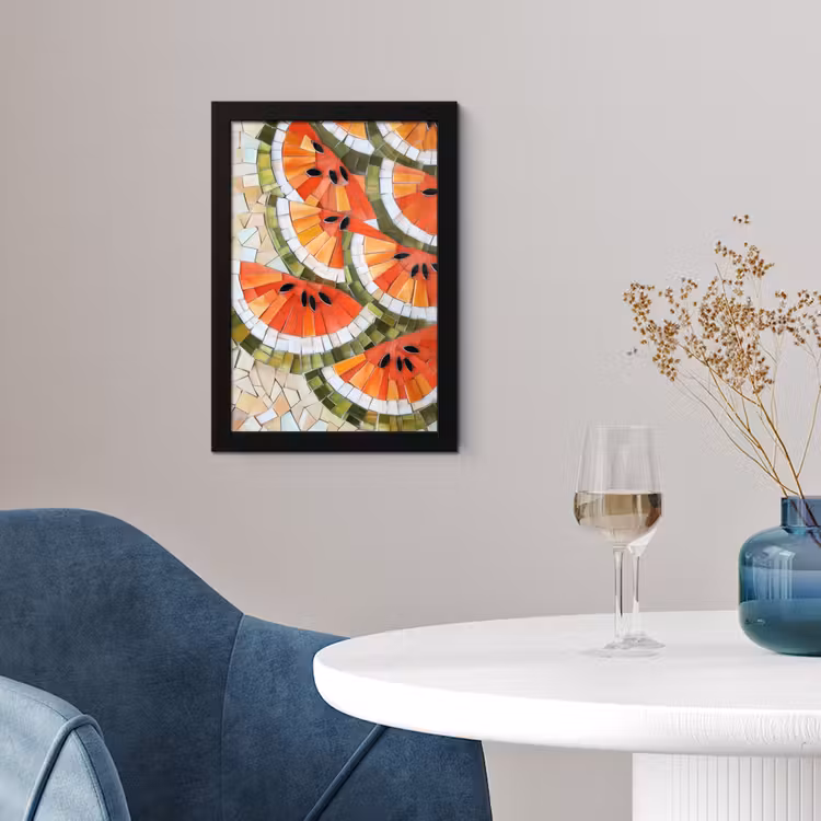 Poster met lijst - Mozaïek - Watermeloen - Rood - Pitten — 2