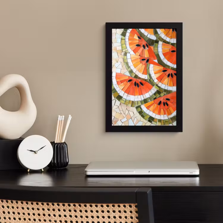 Poster met lijst - Mozaïek - Watermeloen - Rood - Pitten — 3
