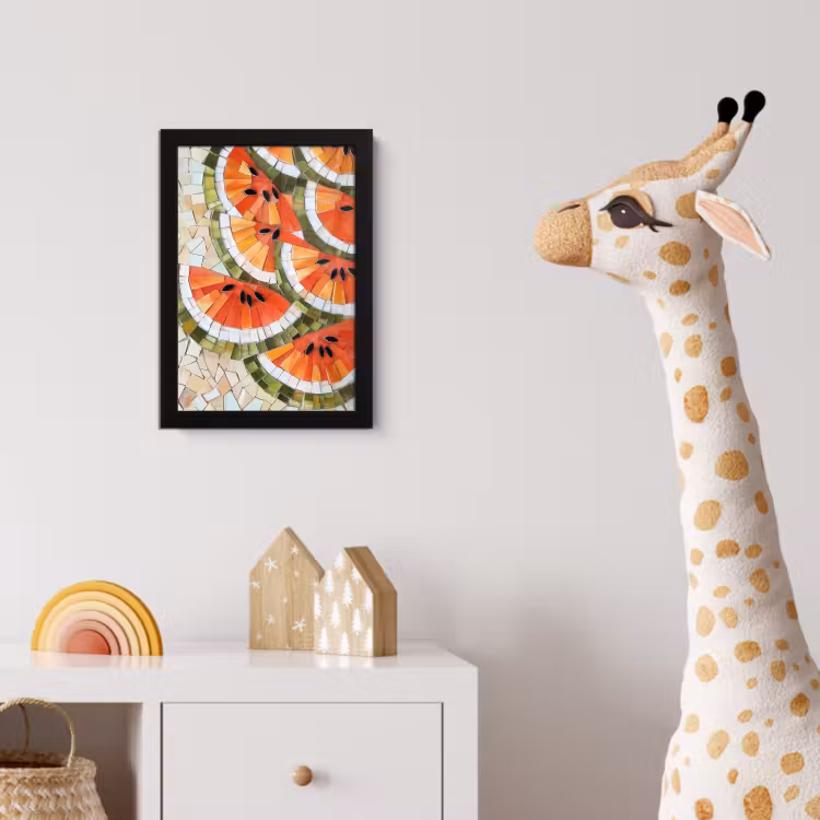 Poster met lijst - Mozaïek - Watermeloen - Rood - Pitten — 5