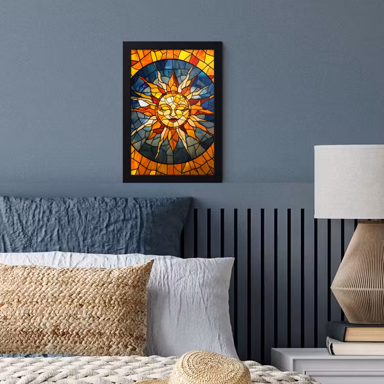Poster met lijst - Mozaïek - Zon - Geel - Cirkel — 4