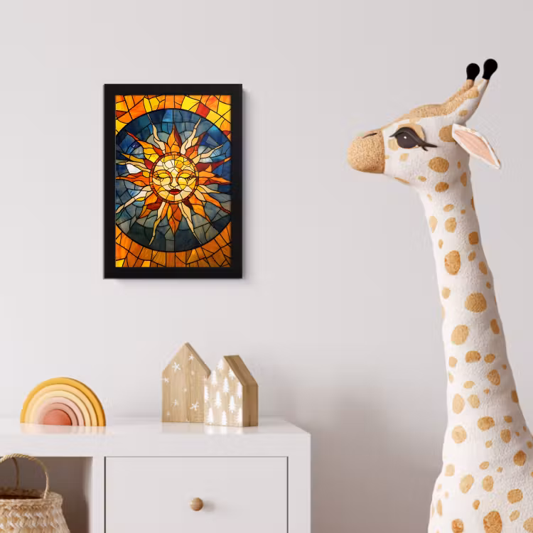 Poster met lijst - Mozaïek - Zon - Geel - Cirkel — 5