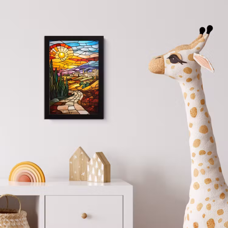 Poster met lijst - Mozaïek - Zon - Landschap - Dorp — 5