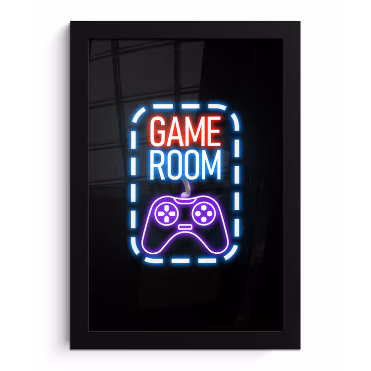 Poster met lijst - Neon - Quotes - Game room - Controller - Zwart — 1