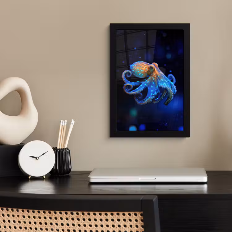 Poster met lijst - Octopus - Stippen - Blauw - Zee — 3