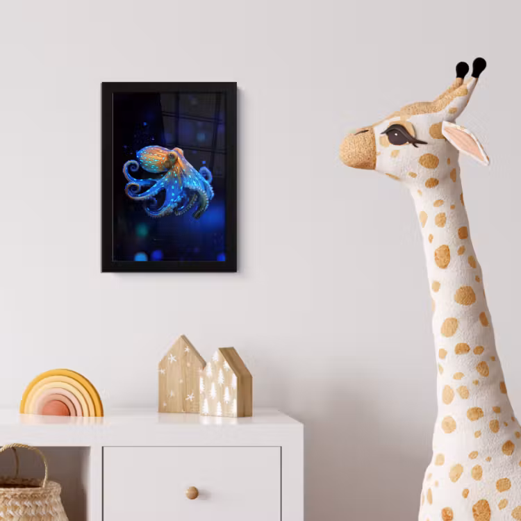 Poster met lijst - Octopus - Stippen - Blauw - Zee — 5