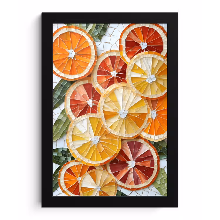 Poster met lijst - Schijfjes - Fruit - Oranje - Mozaïek — 1