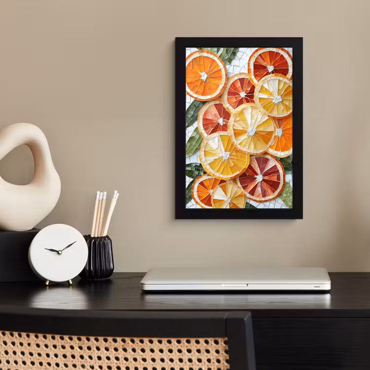 Poster met lijst - Schijfjes - Fruit - Oranje - Mozaïek — 3