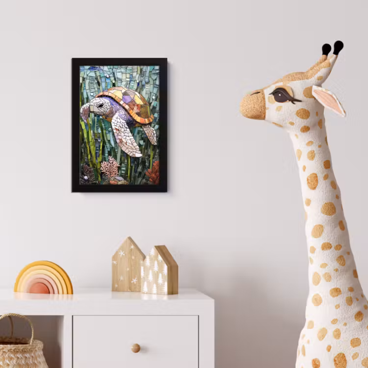 Poster met lijst - Schildpad - Zeewier - Mozaïek — 5