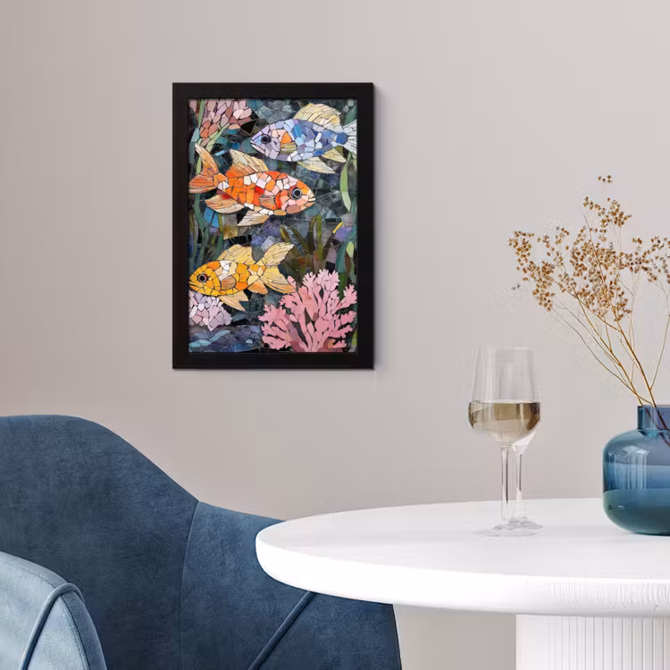 Poster met lijst - Vissen - Koraal - Zee - Mozaïek — 2