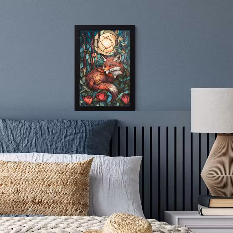 Poster met lijst - Vos - Mozaïek - Bos - Maan — 4