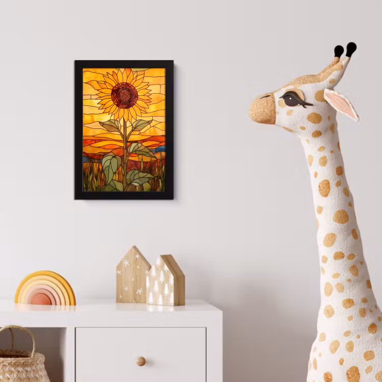 Poster met lijst - Zonnebloem - Mozaïek - Zonsondergang - Geel — 5