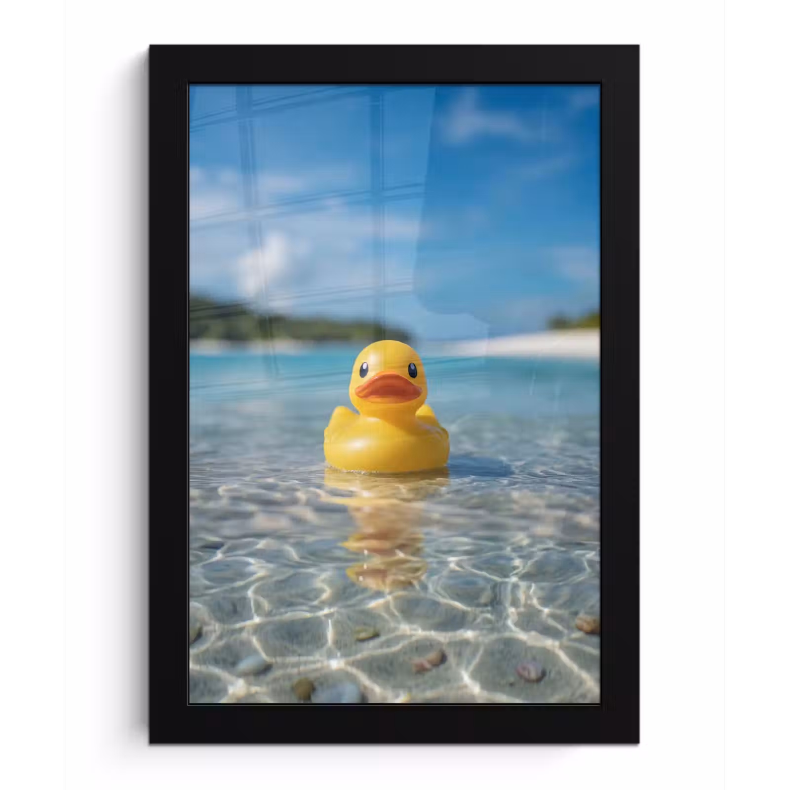Poster met lijst - Tropisch - Badeend - geel — 1