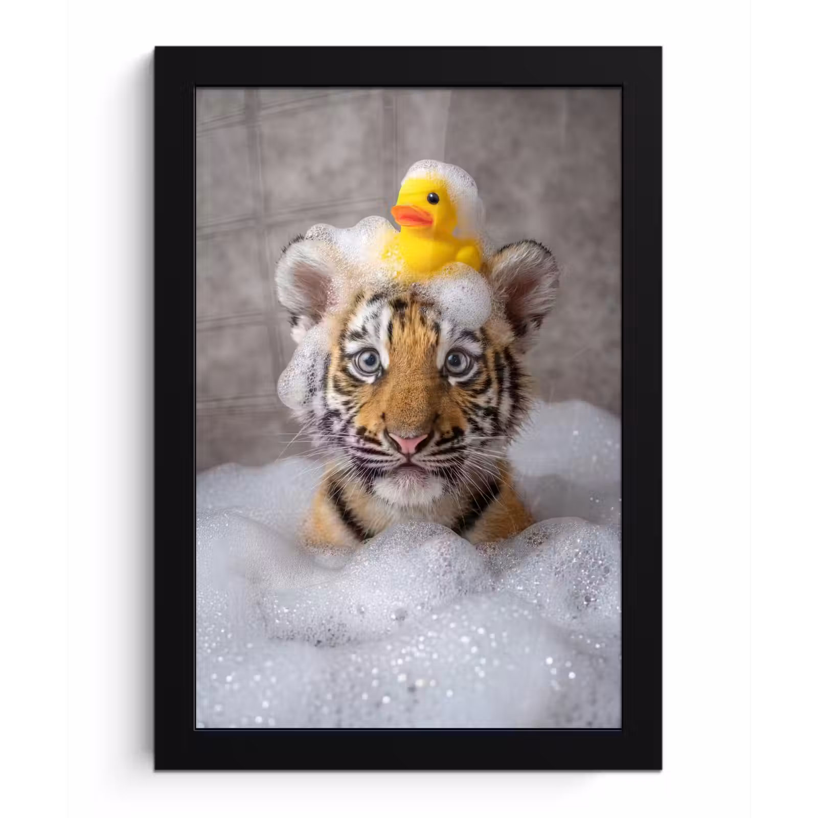 Poster met lijst - Welpje - Bad - Geel — 1