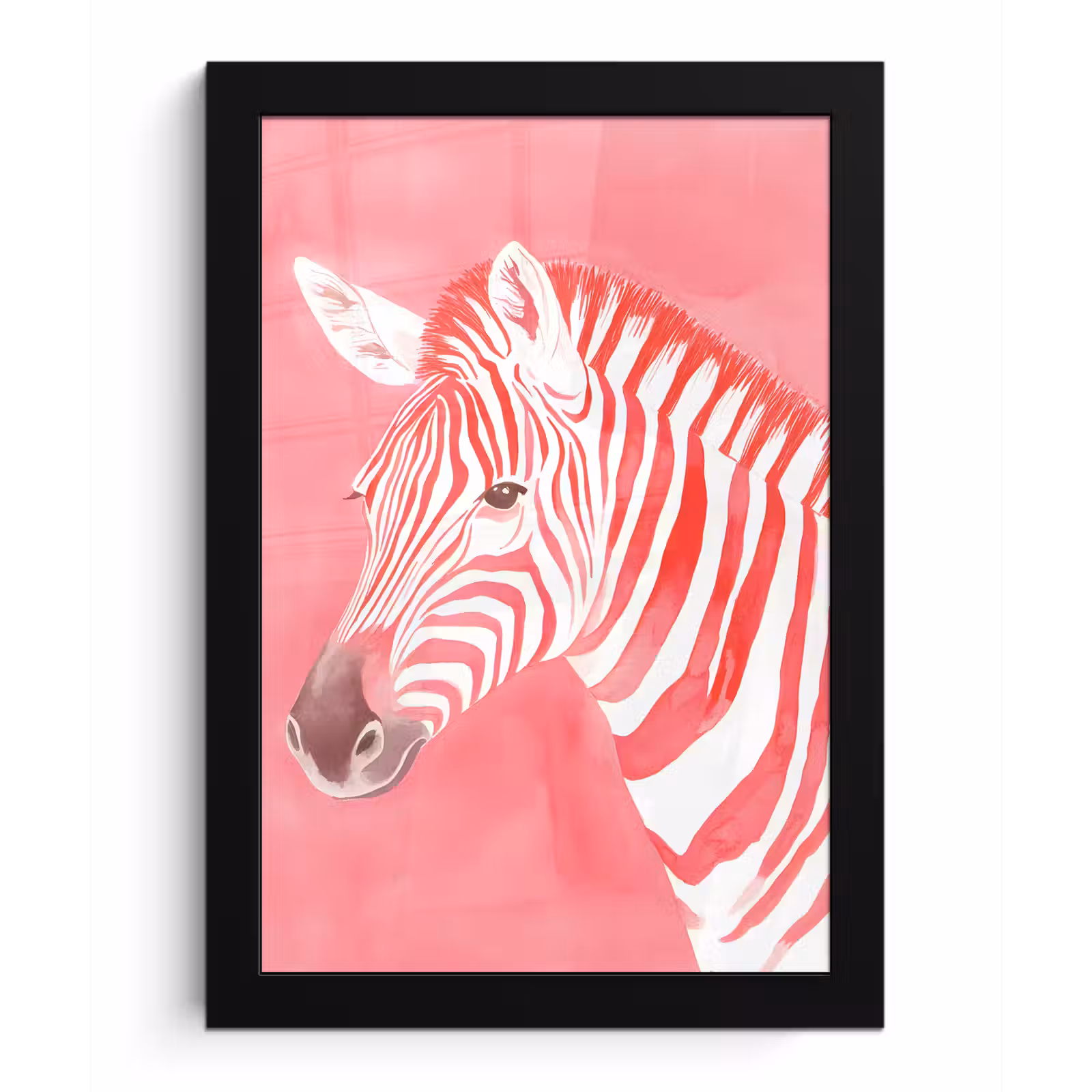 Poster met lijst - Zebra - Pink - Verf — 1
