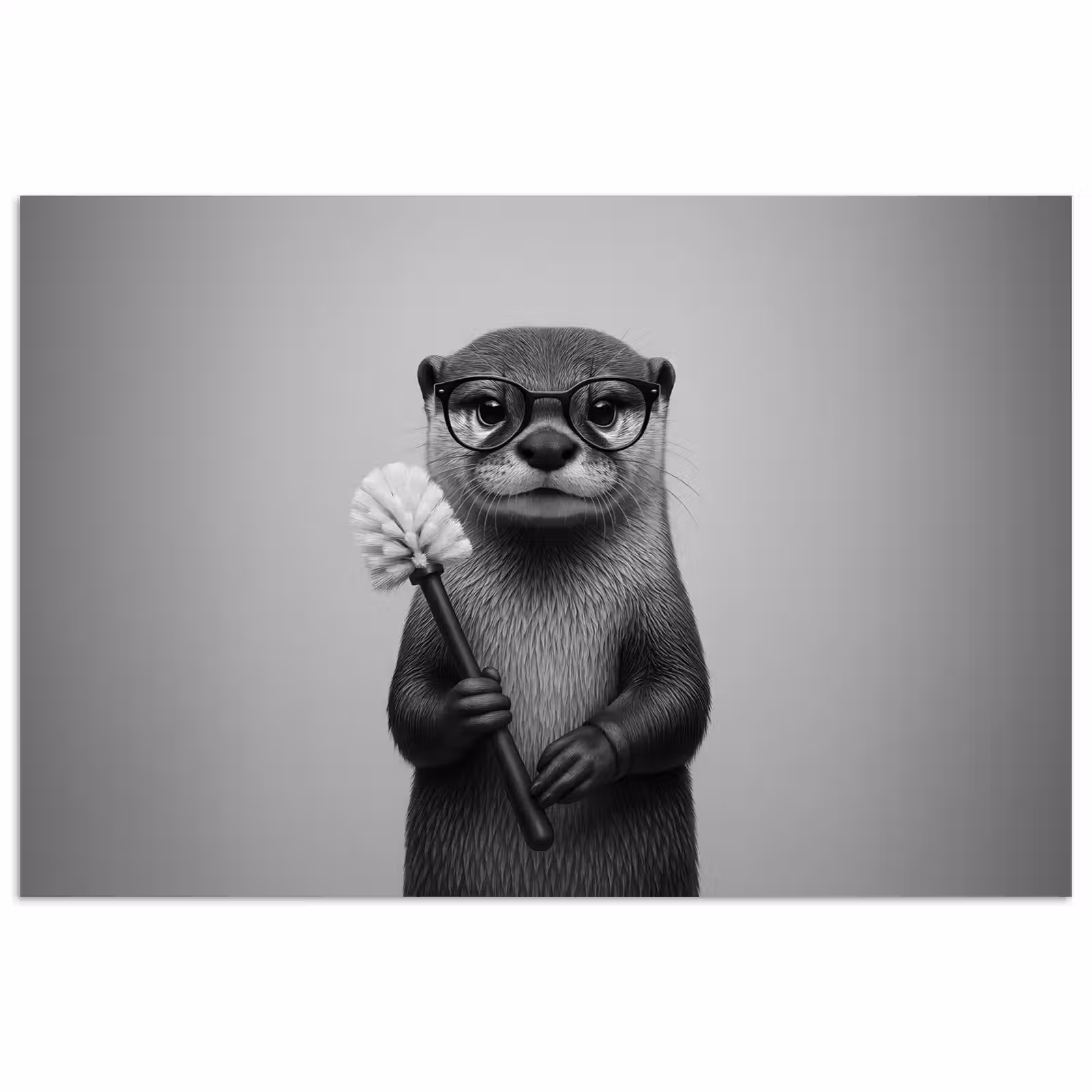 Poster - Otter - Wc-borstel - Bril - Zwart - Wit — 1