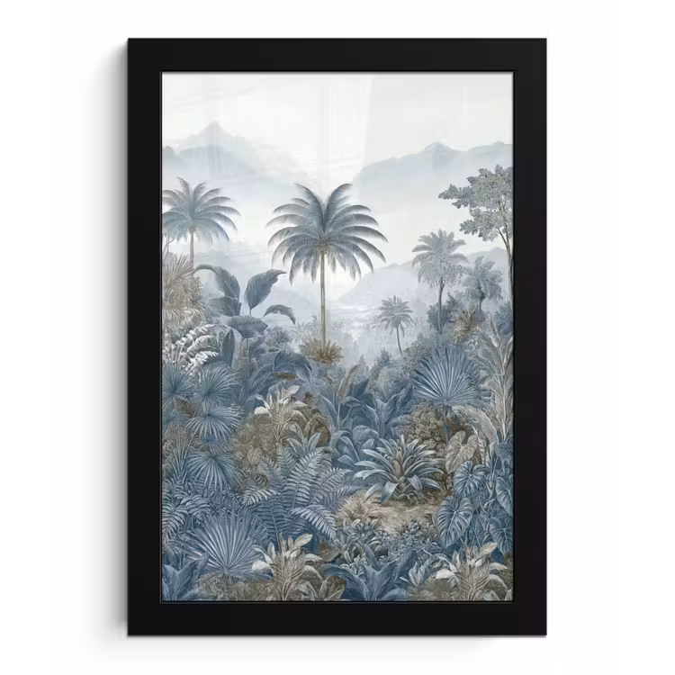 Poster met lijst - Jungle - Landschap - Blauw — 1