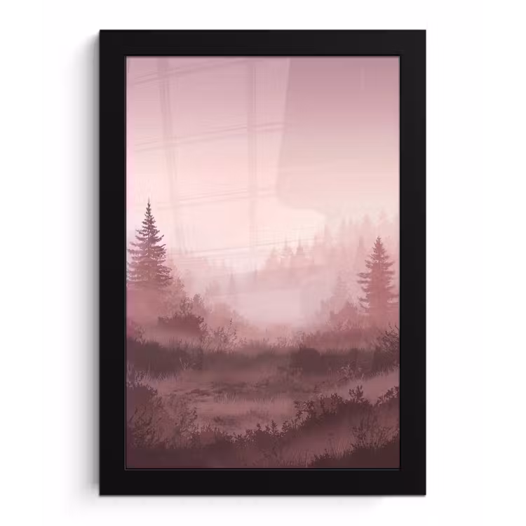 Poster met lijst - Landschap - Mistig - Roze — 1