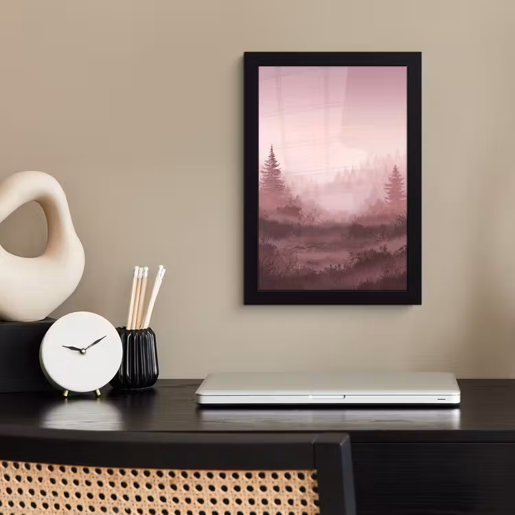 Poster met lijst - Landschap - Mistig - Roze — 3