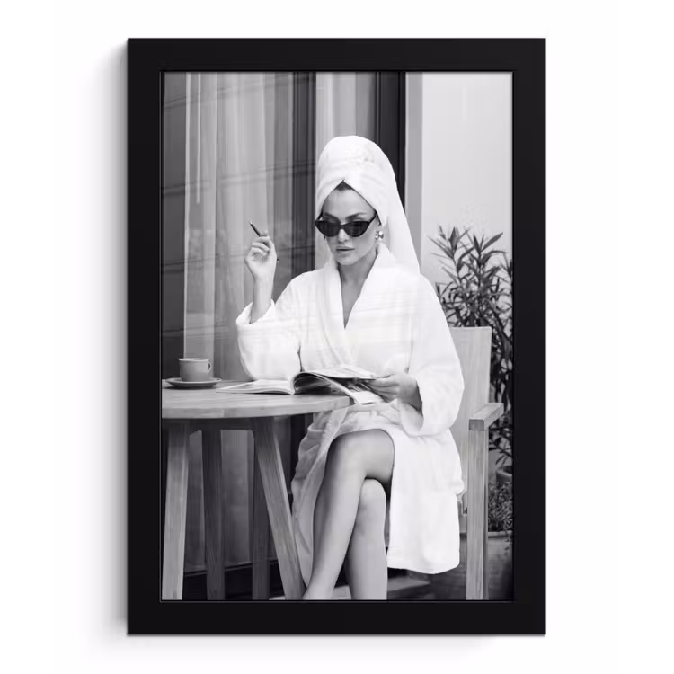 Poster met lijst - Modern - Vrouw - Zwart - Wit — 1