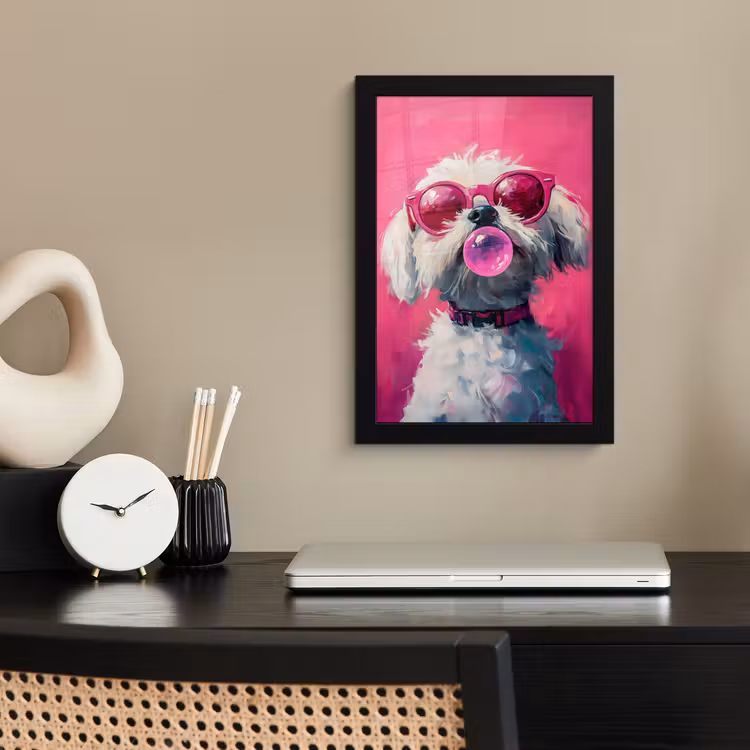 Poster met lijst - Pink - Hond - Bubbel — 3
