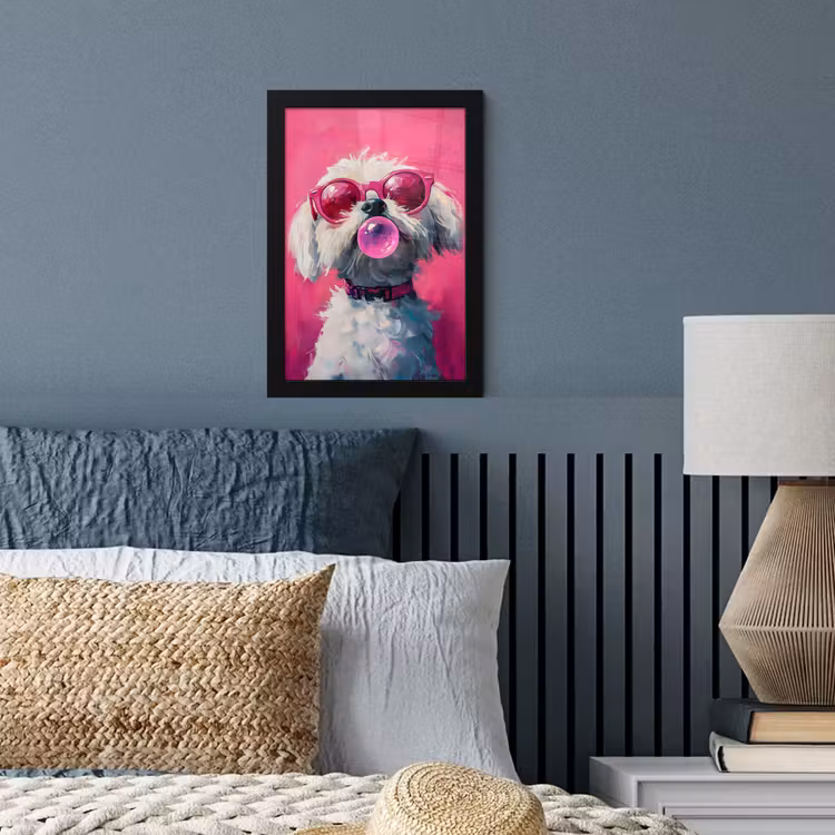 Poster met lijst - Pink - Hond - Bubbel — 4