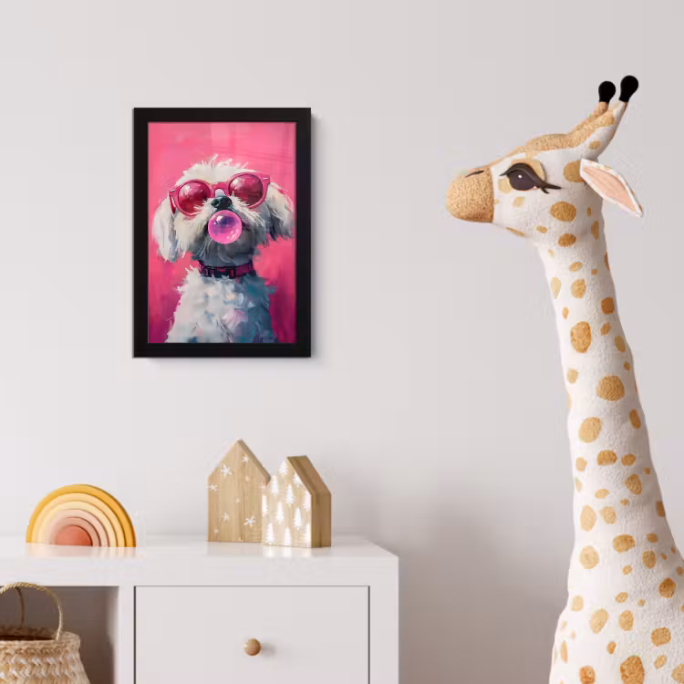 Poster met lijst - Pink - Hond - Bubbel — 5