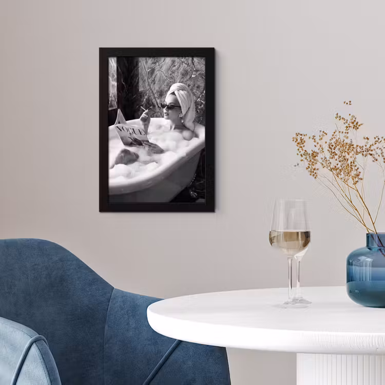 Poster met lijst - Relaxt - Bad - Zwart - Wit — 2