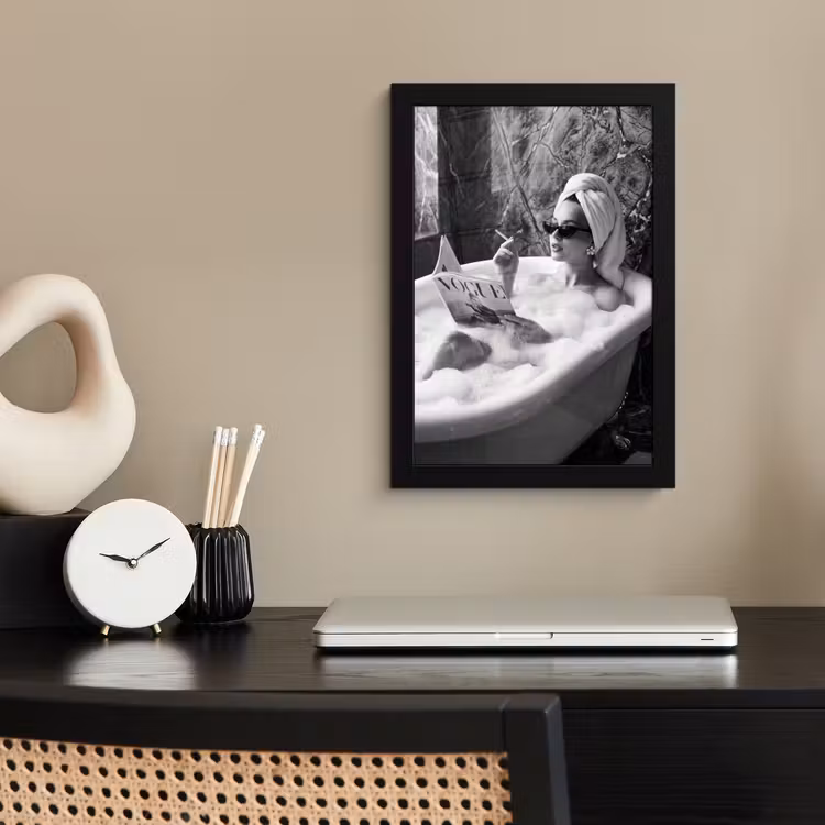 Poster met lijst - Relaxt - Bad - Zwart - Wit — 3