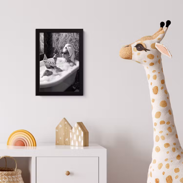 Poster met lijst - Relaxt - Bad - Zwart - Wit — 5