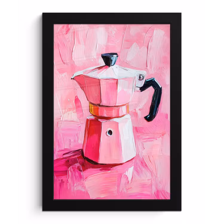 Poster met lijst - Roze - Verf - Coffee — 1