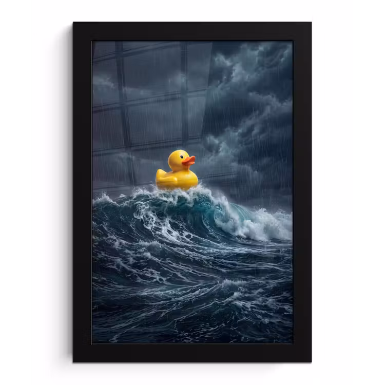 Poster met lijst - Storm - Badeend - Golven — 1