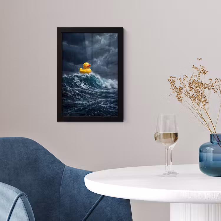 Poster met lijst - Storm - Badeend - Golven — 2