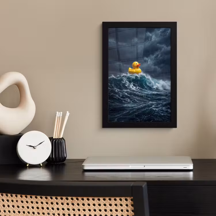 Poster met lijst - Storm - Badeend - Golven — 3